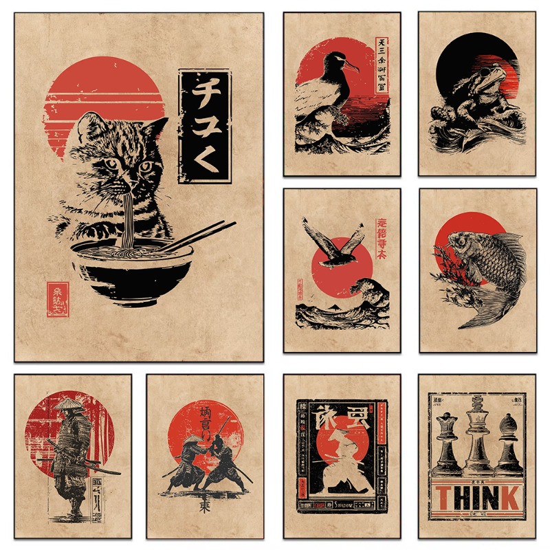 Japanese Lifestyle Japanese - Vintage Japanese Koi Fish Frog Cat