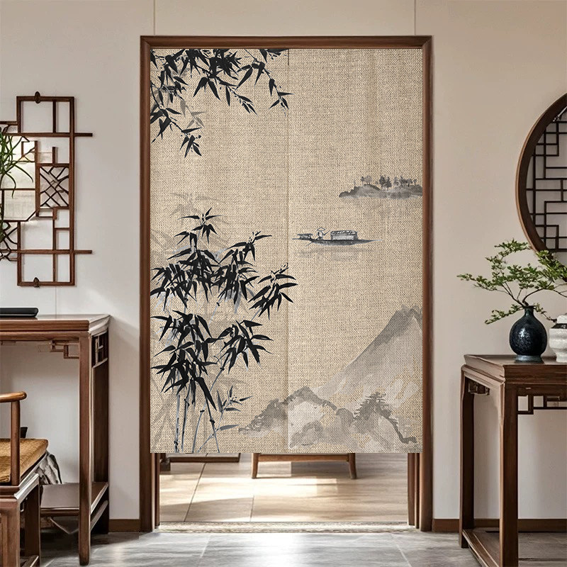 VIKAMA Ink Bamboo Noren Door C - Noren Curtain Doorway ulasan dan harga