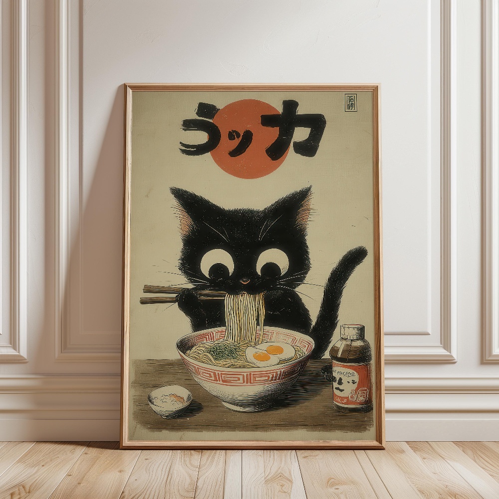 Black Cat Eating Ramen Rainy G - Japanese Lifestyle Japanese ulasan dan harga