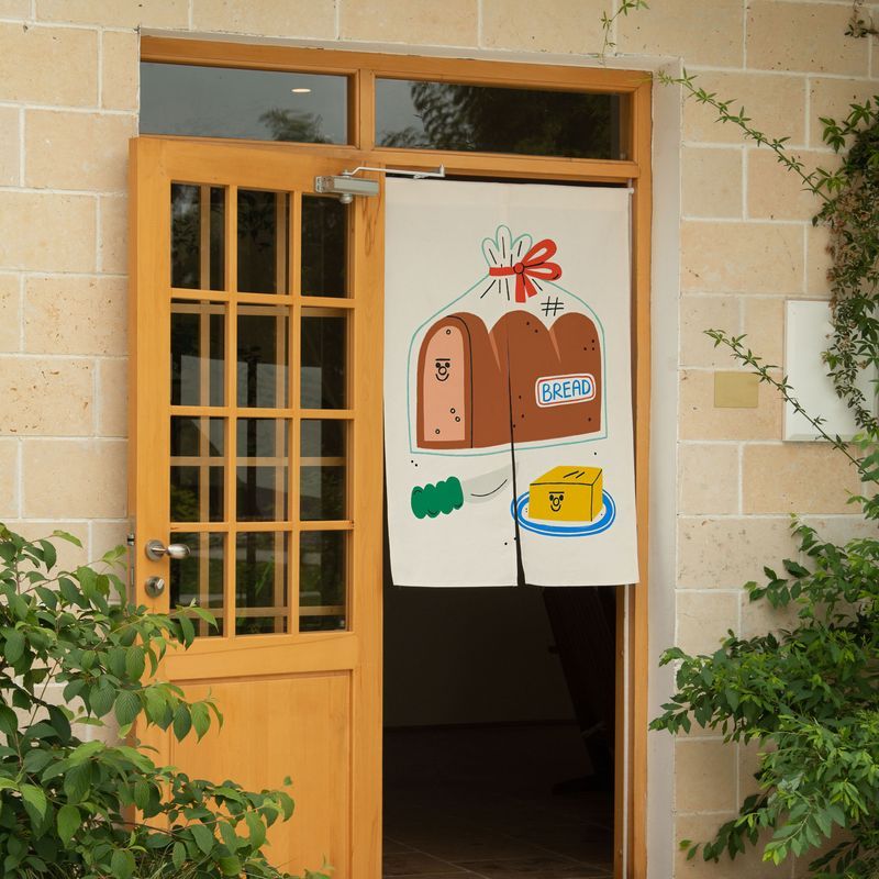 VIKAMA Cute Hand Drawn Bread P - Noren Curtain Doorway ulasan dan harga