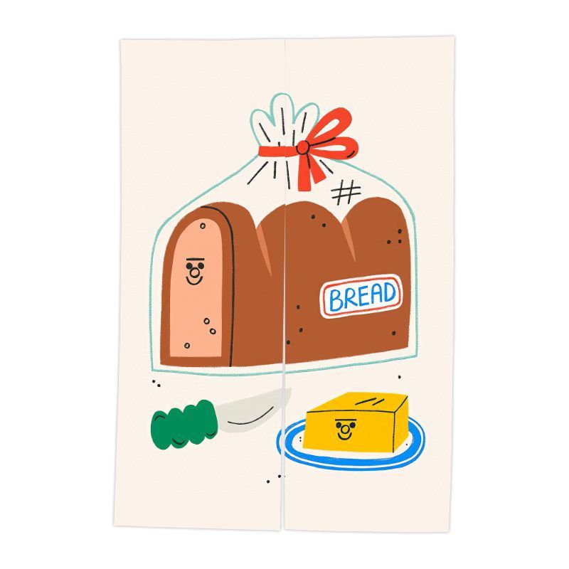 VIKAMA Cute Hand Drawn Bread P - Noren Curtain Doorway ulasan dan harga